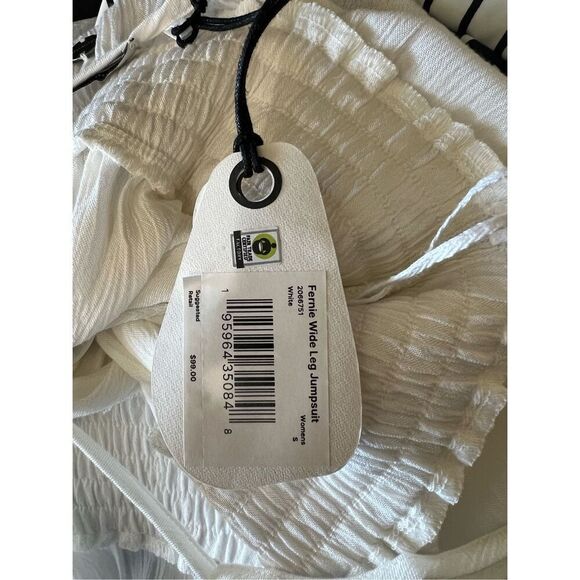 PrAna Fernie Wide Leg Jumpsuit White Size S NWT Lightweight Semi-Sheer Coverup - Picture 14 of 16